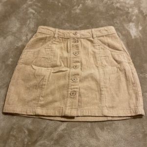 Soft Tan Casual Button Up Skirt